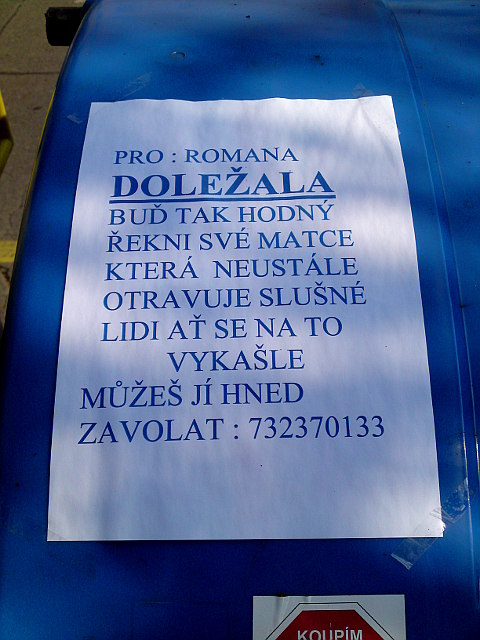 vzkaz na popelnici vzkaz na popelnici